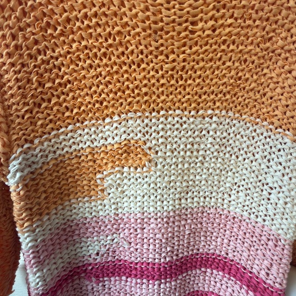 J.Jill Open Knit Striped Sweater Coastal Beach Layer Pink Orange Lightweight - Picture 4 of 8